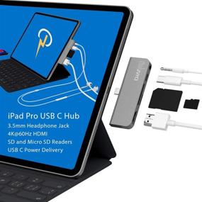 img 4 attached to 🔌 CharJenPro USB C хаб для iPad Pro, iPad Air 4, iPad Mini 6, MacBook Pro 16-дюймовый, 15-дюймовый, 13-дюймовый, MacBook Air 13-дюймовый, 100W мощность, HDMI 4K, microSD / SD кардридер, разъем 3.5 мм