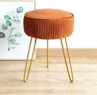 🪑 brown upholstered velvet round ottoman with gold legs – modern footstool vanity stool, pleated vanity chair, makeup stool for vanity, footrest for living room and bedroom logo