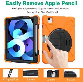 img 3 attached to 📱 ZenRich iPad Air 4 10.9 2020 Case with Screen Protector, Heavy Duty Shockproof Case for iPad 10.9 inch/iPad Pro 11 inch 2020/2018, Orange - Stand, Hand Strap, Shoulder Belt