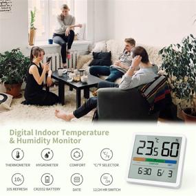 img 2 attached to 🌡️ NOKLEAD Indoor Digital Thermometer Hygrometer: Accurate Temperature and Humidity Monitor with LCD Screen, Time, Date, and 3 Humidity Levels