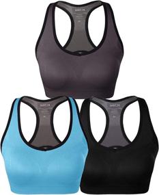 img 3 attached to 🏋️ Wirefree Padded Racerback Yoga Sports Bra for Women - Match Workout Gym Activewear with Removable Pads #0001