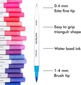 img 2 attached to 🎨 Lelix 120 Dual-Tip Brush Pens Art Markers Set with Coloring Book and Fineliner Pens for Adults Kids Coloring Books, Calligraphy, Journaling, Lettering, Drawing