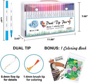 img 3 attached to 🎨 Lelix 120 Dual-Tip Brush Pens Art Markers Set with Coloring Book and Fineliner Pens for Adults Kids Coloring Books, Calligraphy, Journaling, Lettering, Drawing