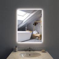 rainovo 24x32 led lighted bathroom mirror: anti-fog, waterproof, frameless backlit design for wall - memory touch, horizontal/vertical logo