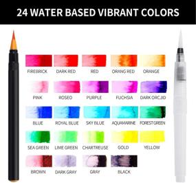 img 3 attached to Watercolor Brush Markers Pens Set - 24 Colors Water-based Drawing Marker Brushes with Water Coloring Brush - Ideal for Adult and Kids Coloring Books, Calligraphy - Perfect Mother's Day & Back To School Gift (24)