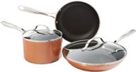 🍳 5 piece gotham steel copper cast cookware set with triple coated nonstick copper surface & aluminum composition for even heat distribution, 100% non-toxic, safe for oven, stovetop & dishwasher logo