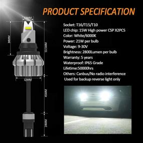 img 2 attached to D-Lumina 912 921 LED Bulbs for Backup Reverse Light, High Lumen Output 21W 2-SMD CSP Chips T15 906 W16W LED Bulb For Car Truck Reverse Back Up Light, Canbus Error Free, Easy Plug and Play Installation, 6000K Pure White Color (Pack of 2)