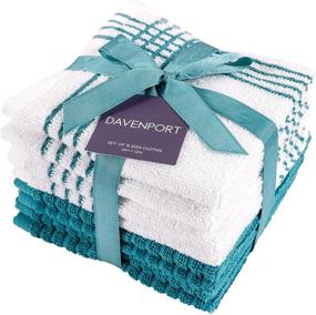 img 4 attached to 🧼 KAF Home Davenport Cotton Dish Cloths - Set of 8, 12 x 12 Inches - Absorbent & Machine Washable - Ideal for Countertop Cleaning & Household Spills - Teal 12x12