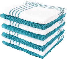 img 3 attached to 🧼 KAF Home Davenport Cotton Dish Cloths - Set of 8, 12 x 12 Inches - Absorbent & Machine Washable - Ideal for Countertop Cleaning & Household Spills - Teal 12x12