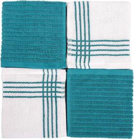 img 2 attached to 🧼 KAF Home Davenport Cotton Dish Cloths - Set of 8, 12 x 12 Inches - Absorbent & Machine Washable - Ideal for Countertop Cleaning & Household Spills - Teal 12x12