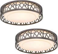 🔆 2-pack 12-inch vicnie flush mount light, 15w led bedroom ceiling fixtures, 3000k warm white, oil rubbed bronze finish, etl listed (metal body & acrylic shade) логотип