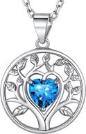 🌳 stunning faithheart sterling silver tree of life birthstone pendant necklace: perfect family jewelry for women and teen girls, complete with delicate gift packaging logo