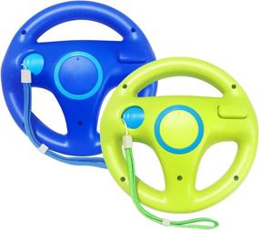 img 4 attached to Enhance Your Wii Gaming Experience with Jadebones 2 Pack Racing Steering Wheel - Blue+Green