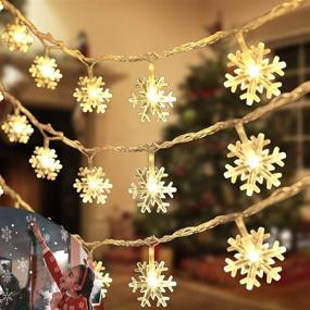 img 4 attached to Новогодняя гирлянда Chiachi 2 Pack Snowflake String Lights на 40 футов с 80 светодиодными волшебными огоньками и 36 ❄️ снежинками-наклейками на окна, водонепроницаемая, предназначена для декорации спален, внутри помещений и на открытом воздухе на вечеринках - теплый белый свет.