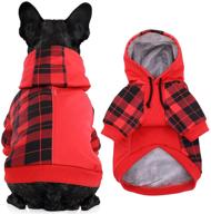 🐶 etra warm fleece lined dog coat - british style plaid hoodie for small to medium dogs | ideal for cold weather, winter, christmas | includes leash hole for convenience | dog apparel, clothes, costume, outfits, pullover, sweaters... логотип