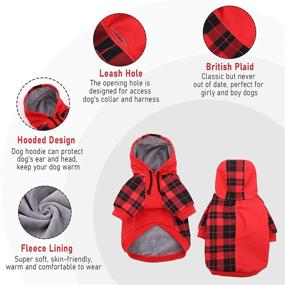 img 3 attached to 🐶 Etra Warm Fleece Lined Dog Coat - British Style Plaid Hoodie for Small to Medium Dogs | Ideal for Cold Weather, Winter, Christmas | Includes Leash Hole for Convenience | Dog Apparel, Clothes, Costume, Outfits, Pullover, Sweaters...