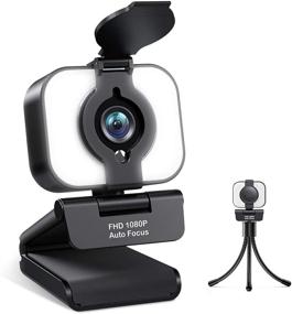 img 4 attached to 1080P Streaming Webcam with Auto-Focus, Microphone, and Adjustable Light - Full HD USB Webcam 2021, Privacy Cover, Tripod, Plug and Play for PC, Video Conferencing, Calling, Gaming, Skype, YouTube, Zoom, Facetime