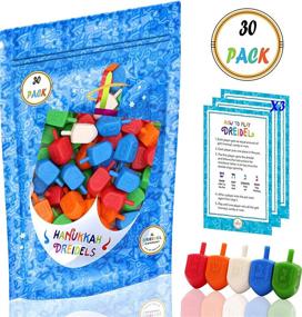 img 4 attached to 🔷 Hanukkah Dreidels 30 Bulk Pack Multi-Color Plastic Chanukah Draydels with English Transliteration and Game Instructions in Reusable Ziplock Bag (30-Pack)