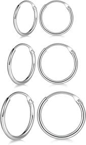 img 4 attached to 💎 UGI Jewelry: Sterling Silver Hoop Earrings Set - Hypoallergenic Small Hoops for Women & Girls (3 Pairs - 12mm, 14mm, 16mm)