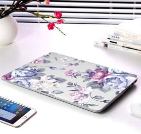 img 1 attached to HRH Hand Painted Purple Flower Clear Glossy Laptop Body Shell Protective PC Hard Case For MacBook Air 13