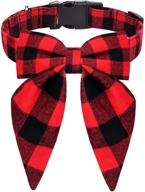 stylish malier dog collar with bowtie: christmas classic plaid, light 🐶 adjustable buckle - ideal for dogs, cats, and pets of any size! logo