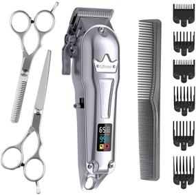 img 4 attached to 💈 Silver Wireless Barber Clippers - Professional Men's Haircut Machine with Rechargeable Battery, LED Display for Hair Cutting