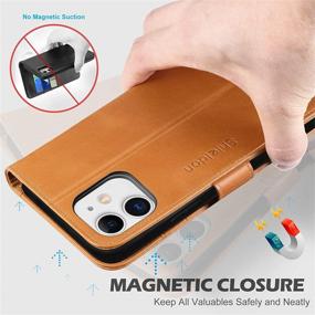 img 1 attached to 📱 SHIELDON Genuine Leather Wallet Case for iPhone 12/12 Pro 6.1" - RFID Blocking, Kickstand, Magnetic Closure - Brown