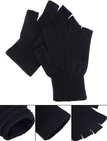 img 3 attached to 🧤 Satinior Unisex Finger Stretchy Fingerless Gloves & Mittens for Men - Essential Accessories