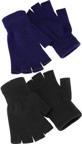 img 4 attached to 🧤 Satinior Unisex Finger Stretchy Fingerless Gloves & Mittens for Men - Essential Accessories