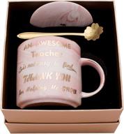 🎁 luspan teacher gift - pink marble ceramic coffee mugs with lid: perfect teacher appreciation gifts for women logo