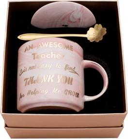 img 4 attached to 🎁 Luspan Teacher Gift - Pink Marble Ceramic Coffee Mugs with Lid: Perfect Teacher Appreciation Gifts for Women