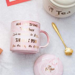 img 1 attached to 🎁 Luspan Teacher Gift - Pink Marble Ceramic Coffee Mugs with Lid: Perfect Teacher Appreciation Gifts for Women