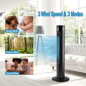 img 2 attached to AGLUCKY 35” Tower Fan: Remote Control, Oscillation, LED Display – 3 Wind 🌬️ Modes, Timer – Bladeless Standing Fan for Children, Home, Office – Portable & Powerful (Black)