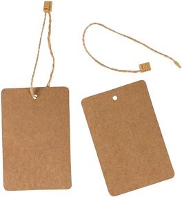 img 1 attached to 🏷️ 200-Pack Kraft Paper Hang Tags with String Fasteners - Writable 2.375 x 3.5 Inch Price Labels for Products and Clothing