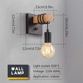 img 2 attached to 🔦 LIGHTESS Dimmable Black Wall Sconces with On/Off Dimmer Switch - Industrial Farmhouse Wall Lamp for Barn Kitchen, Living Room - 1-Light Edison Wall Light, LG9928784