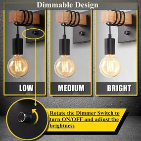 img 3 attached to 🔦 LIGHTESS Dimmable Black Wall Sconces with On/Off Dimmer Switch - Industrial Farmhouse Wall Lamp for Barn Kitchen, Living Room - 1-Light Edison Wall Light, LG9928784