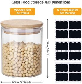 img 3 attached to 🍶 Yibaodan Glass Jars Set 8.5oz: Airtight Spice Containers with Bamboo Lids - Labelled Food Cereal Storage for Home Kitchen Tea Herbs Coffee Flour Grains