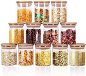 img 4 attached to 🍶 Yibaodan Glass Jars Set 8.5oz: Airtight Spice Containers with Bamboo Lids - Labelled Food Cereal Storage for Home Kitchen Tea Herbs Coffee Flour Grains