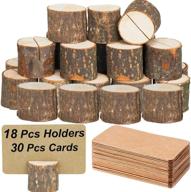 toncoo 18pcs premium wooden place card holders with 30pcs kraft table place cards - rustic table number holders, wood photo holders, perfect for wedding party table name and more logo