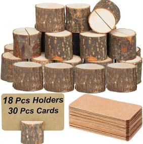 img 4 attached to Toncoo 18Pcs Premium Wooden Place Card Holders with 30Pcs Kraft Table Place Cards - Rustic Table Number Holders, Wood Photo Holders, Perfect for Wedding Party Table Name and More