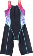 👙 sherrydc girls' splice athletic full knee length one piece swimsuit legsuit - competitive swimwear (ages 5-14) logo