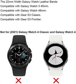 img 3 attached to Ремешки LDFAS для Galaxy Watch 45 мм / 46 мм: Натуральная кожаная смарт-подставка для часов 22 мм с серебряной пряжкой, совместимая с Samsung Galaxy Watch 3 45 мм / 46 мм, Gear S3 Frontier / Classic Smartwatch - Коричневый + Черный (2 штуки)