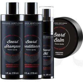 img 4 attached to 🧔 Men's Beard Care Kit with Shampoo, Conditioner, Balm, and Growth Oil - Complete Beard Grooming Set - Wash and Conditioner for Beard