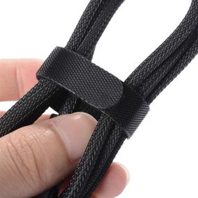 img 2 attached to 🔗 20 Piece, 6 Inch Reusable Cable Ties Management Straps - Strong & Microfiber Fastening Cloth, Adjustable Fastener Cord Ties with Hook and Loop, Black