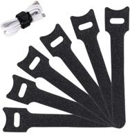 🔗 20 piece, 6 inch reusable cable ties management straps - strong & microfiber fastening cloth, adjustable fastener cord ties with hook and loop, black logo