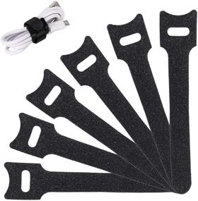 img 4 attached to 🔗 20 Piece, 6 Inch Reusable Cable Ties Management Straps - Strong & Microfiber Fastening Cloth, Adjustable Fastener Cord Ties with Hook and Loop, Black
