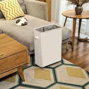 img 3 attached to Chrislley 45L Slim Rolling Laundry Hamper: Portable Thin Basket with Wheels for Convenient Laundry Storage and Organization in Small Spaces