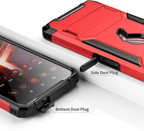 img 2 attached to 📱 MME Case for ASUS ROG Phone 2 - Air Trigger Compatible, Military Grade Drop Protection with Kickstand, Camera Protectors, Dust Plugs, and 9D Tempered Glass (Red)