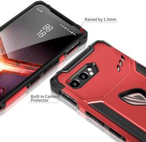 img 3 attached to 📱 MME Case for ASUS ROG Phone 2 - Air Trigger Compatible, Military Grade Drop Protection with Kickstand, Camera Protectors, Dust Plugs, and 9D Tempered Glass (Red)