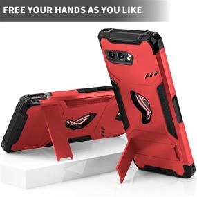 img 1 attached to 📱 MME Case for ASUS ROG Phone 2 - Air Trigger Compatible, Military Grade Drop Protection with Kickstand, Camera Protectors, Dust Plugs, and 9D Tempered Glass (Red)